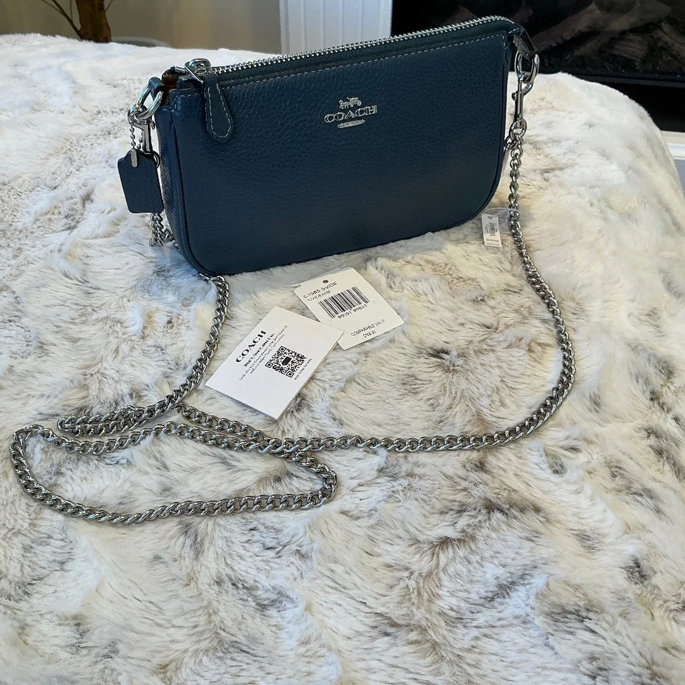 New Leather Coach Nolita 19 Bag With Coach Silver Shoulder Chain Strap - Picture 2 of 14